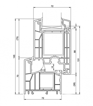 rysunek techniczny proEvolution 72 MD rama + poszerzone skrzydło 721008-720004